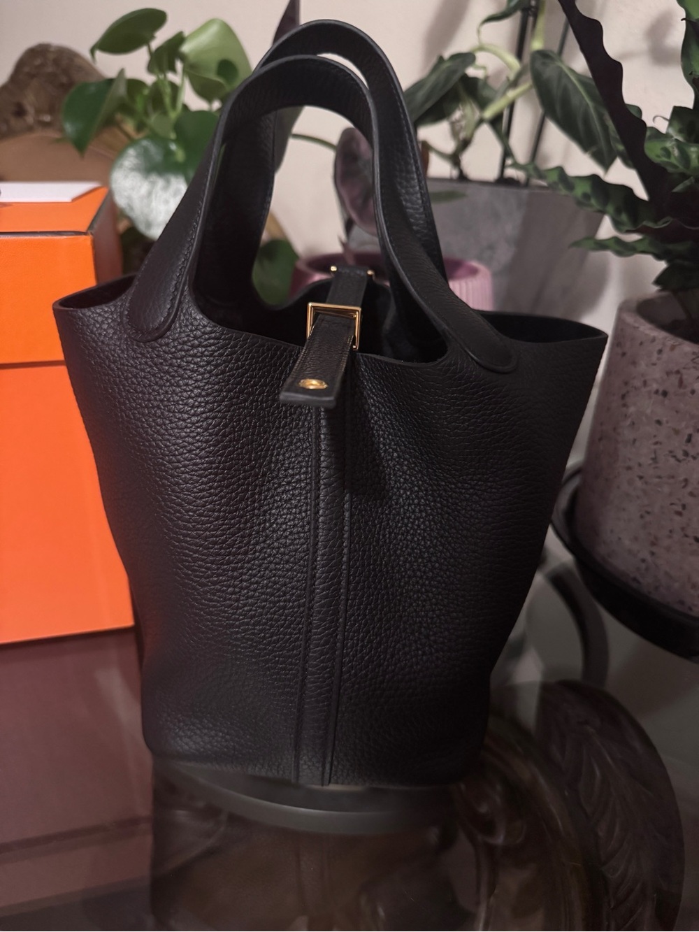 Hermès Picotin Lock 18 Black Clemence Gold Hardware NWT